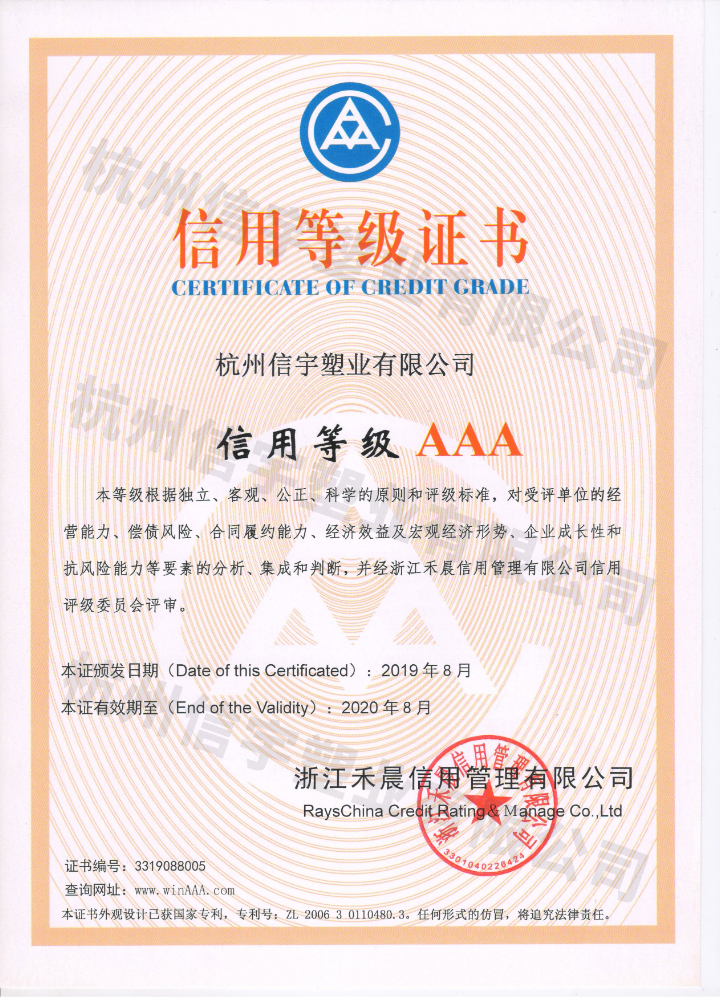 银行资信等级证书